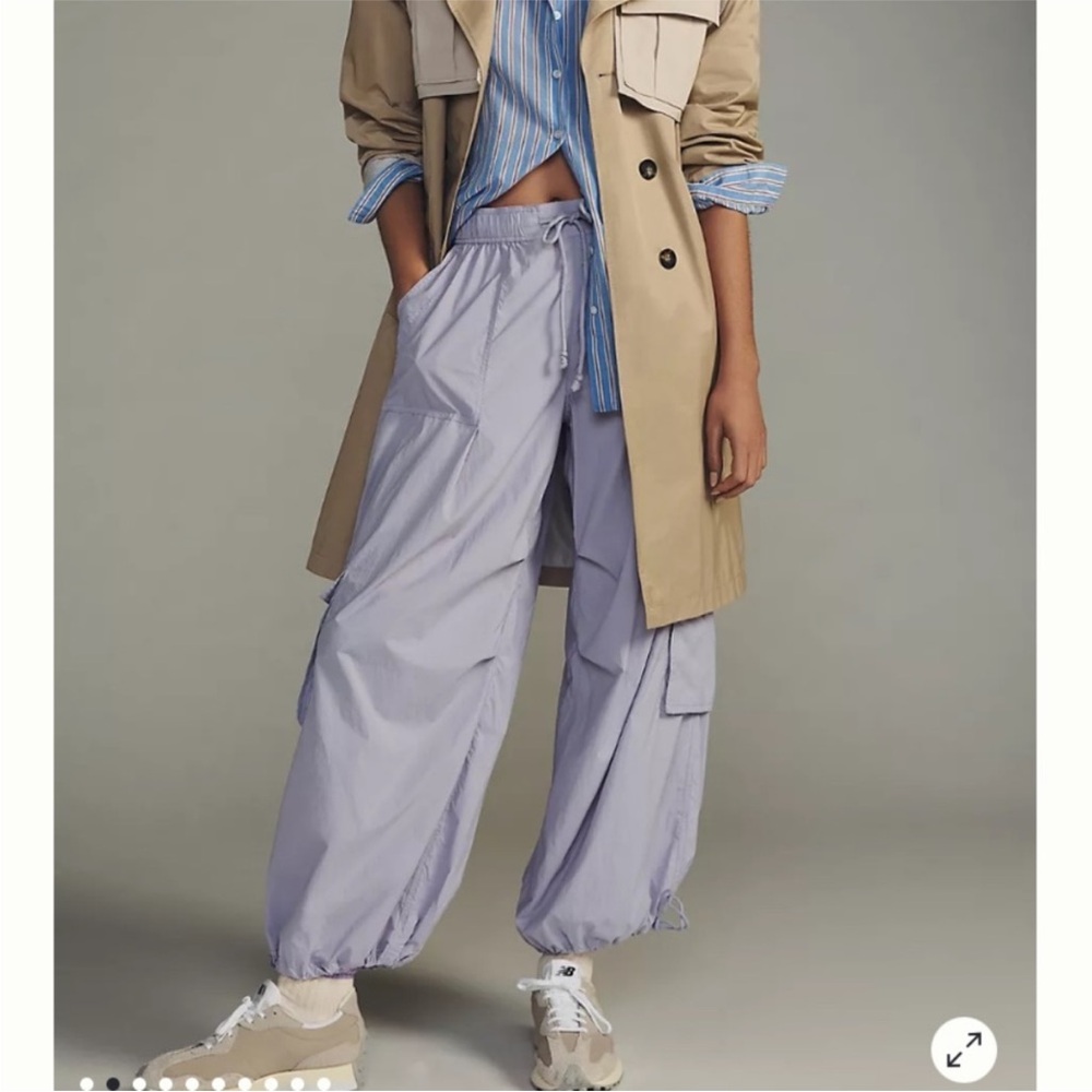 NWT DAILY PRACTICE by Anthropologie Women MEDIUM Lavender Parachute Cargo Pants